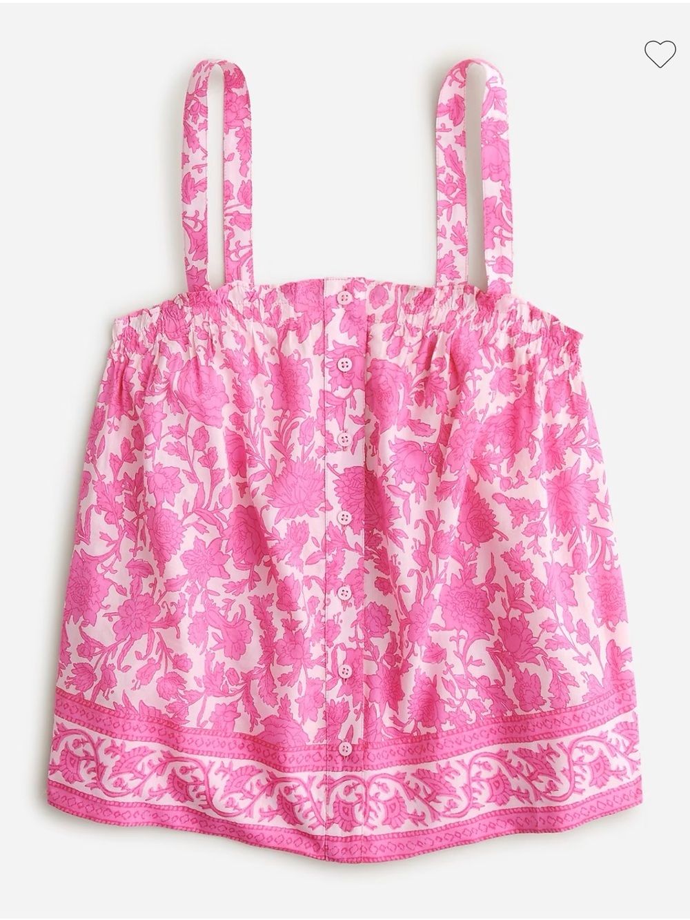 J.Crew Pink Floral Tank Top Button Front Adjustable Straps Cotton Blend Size S